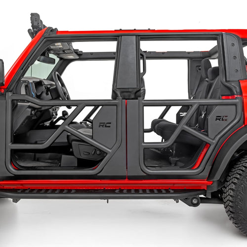 Steel Tube Doors Rough Country for Ford Bronco 4-Door (2021-2025) - Aggressive Open-Air Look, Easy Bolt-On Install, Enhanced Visibility & Safety