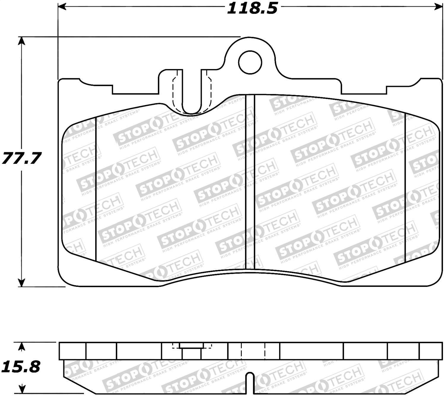 Front StopTech 308.08700 Brake Pads with Shims and Hardware Street