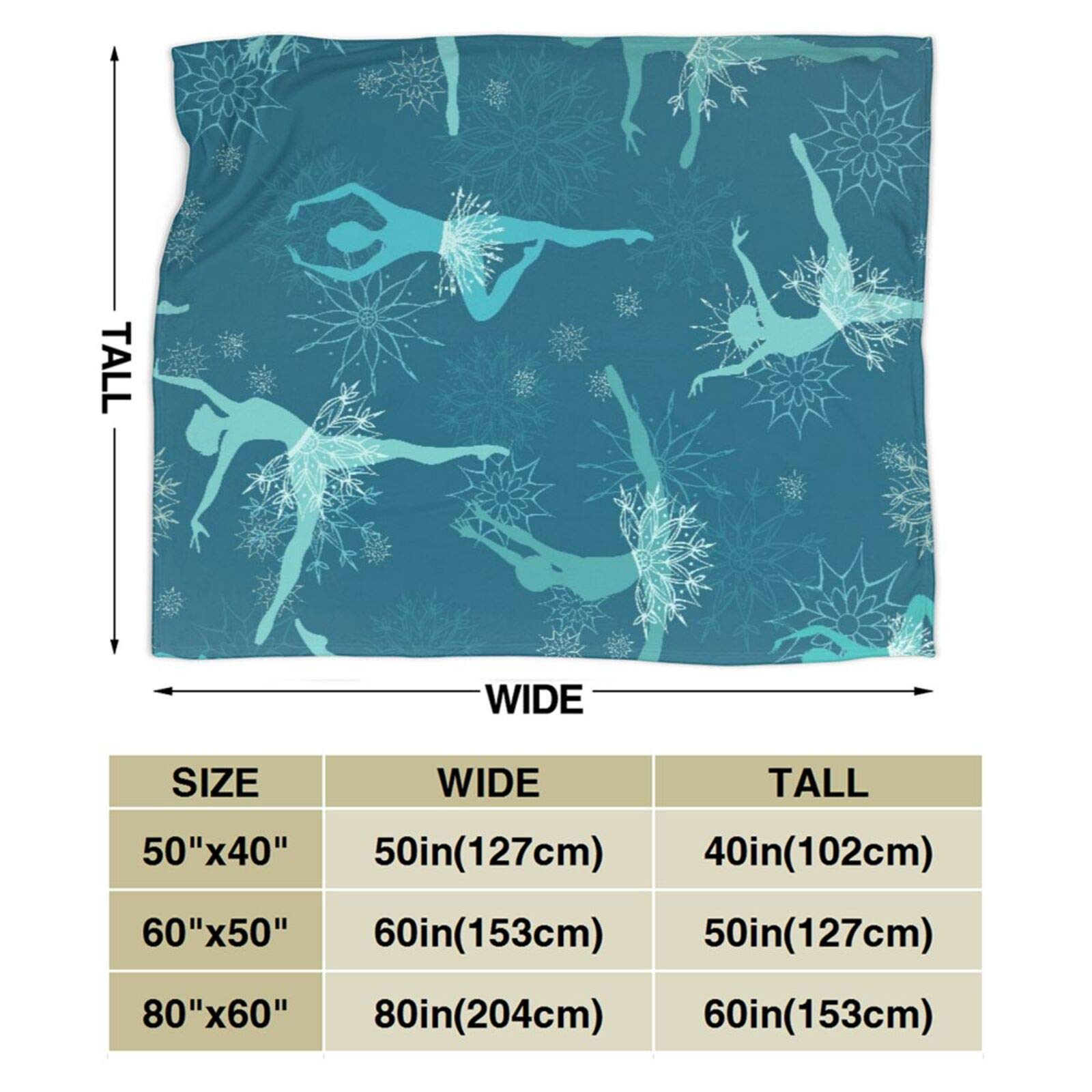 Janrely Custom Personalized Throw Blanket, Fancy Snowflake Ballet Dancers, Soft Comfortable Plush Blanket for Sofa Bedroom Travel Fluffy Blanket 40"X50"