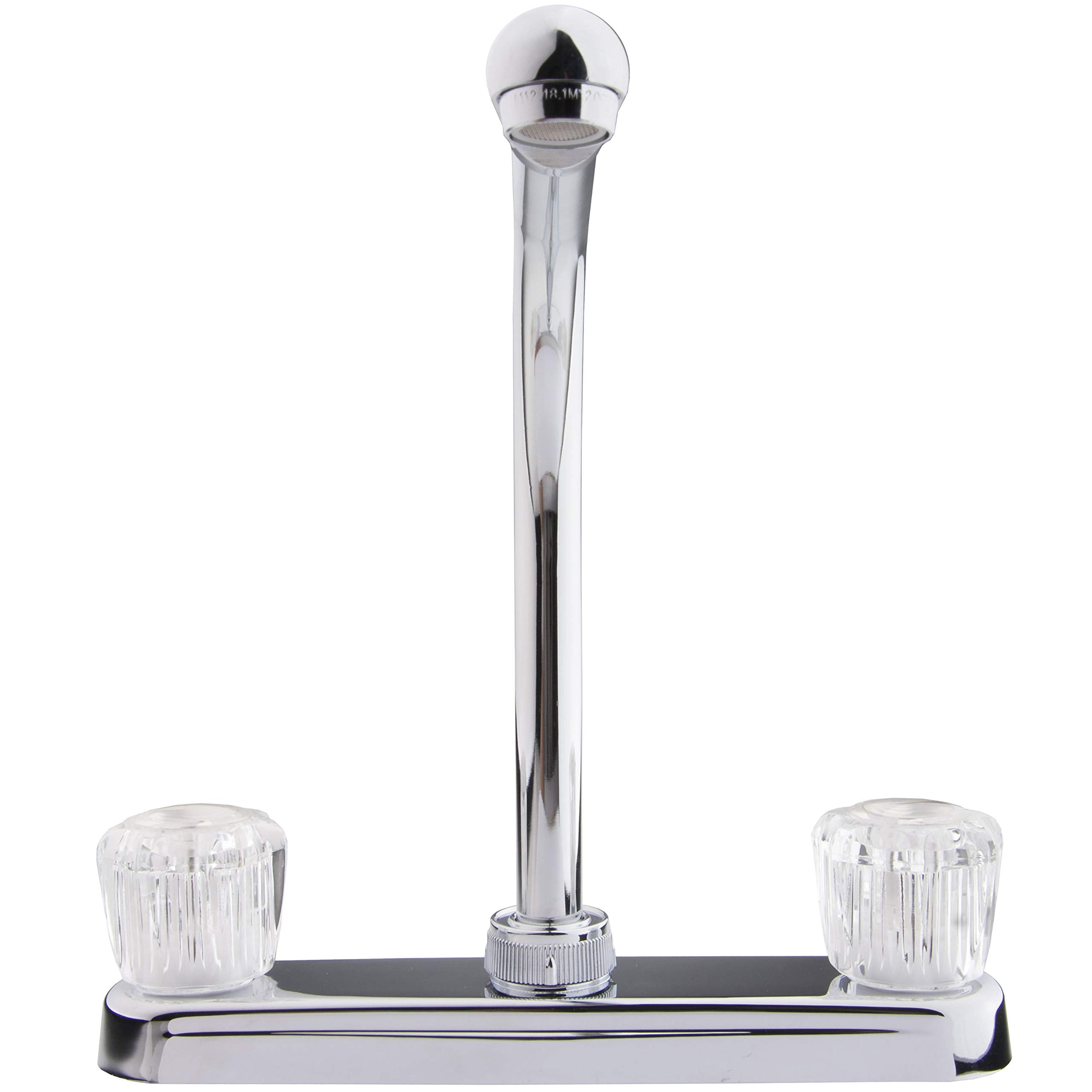 High Rise Dura Faucet DF-PK210A-CP Kitchen Sink Faucet with Crystal Acrylic Knobs (Chrome)