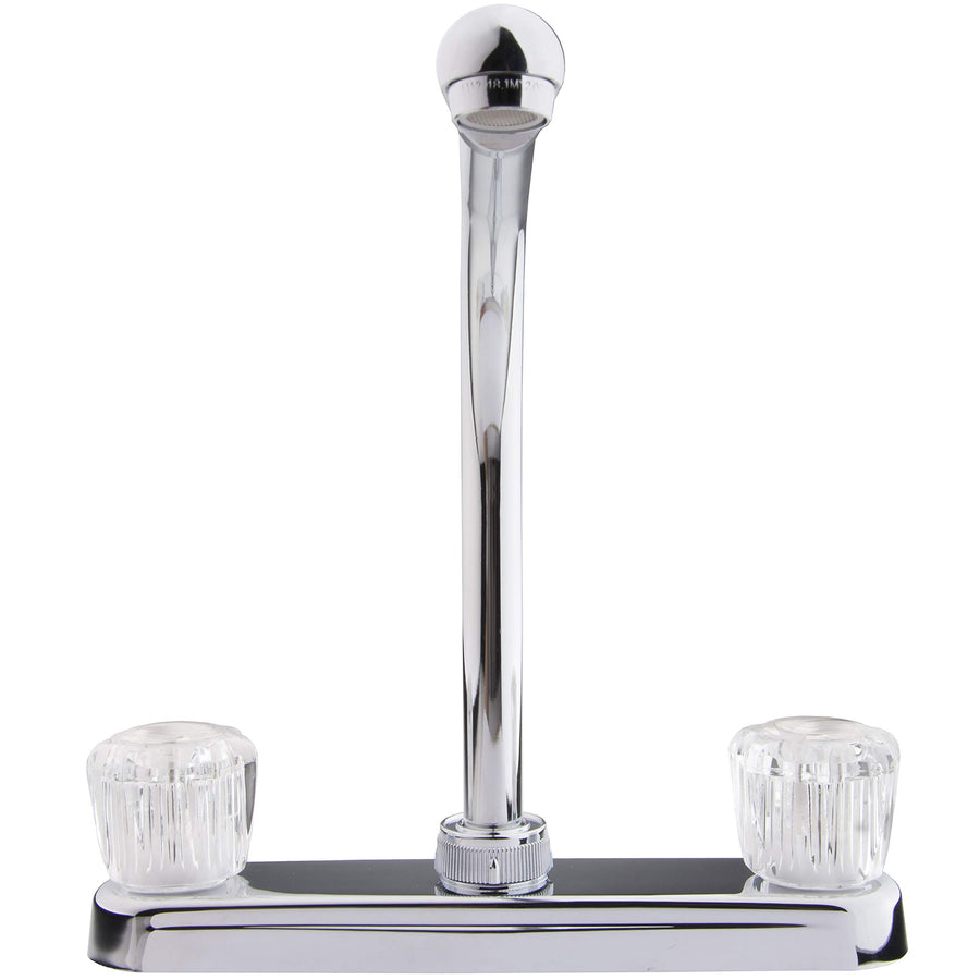 High Rise Dura Faucet DF-PK210A-CP Kitchen Sink Faucet with Crystal Acrylic Knobs (Chrome)