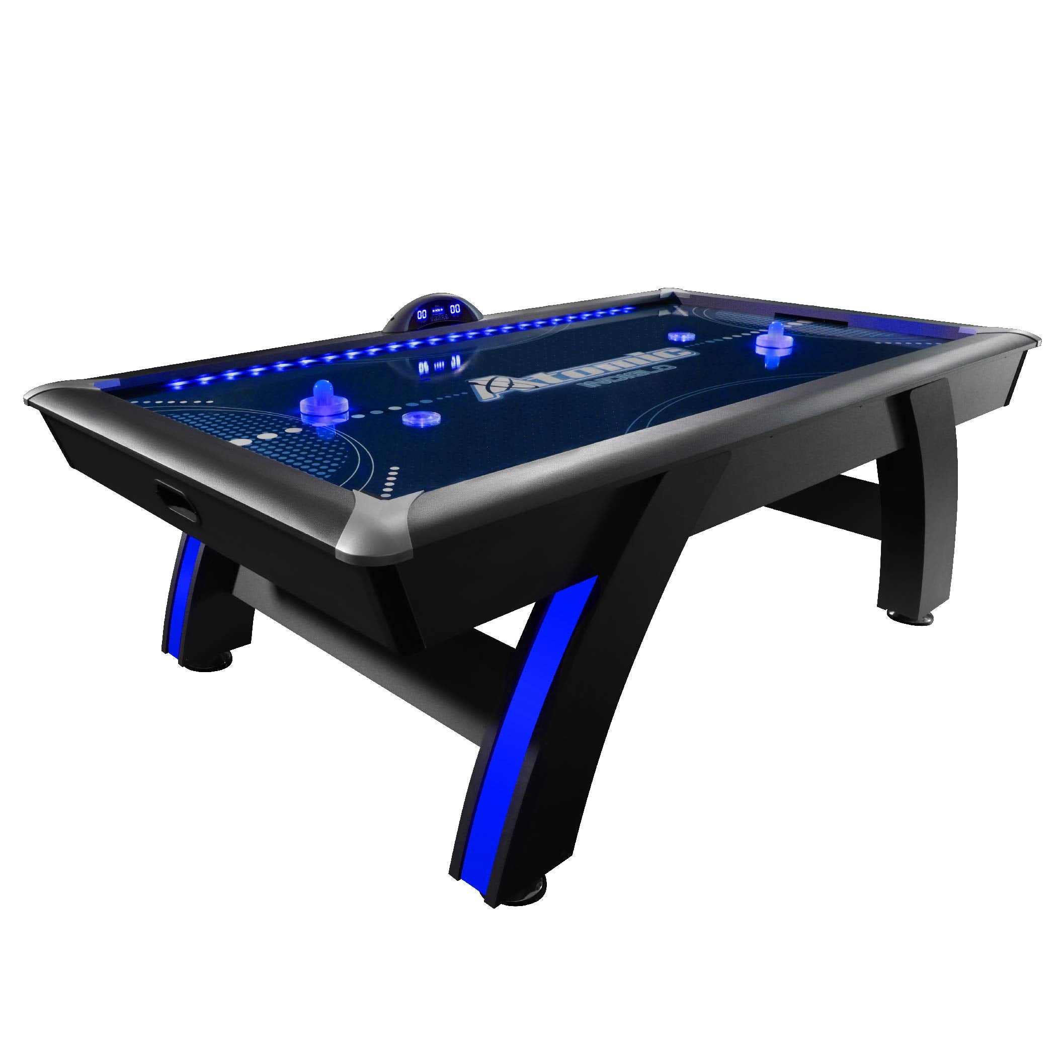90” Atomic Indiglo LED Light UP Arcade Air Powered Hockey Table - Includes Light Up Pucks and Pushers, Grey