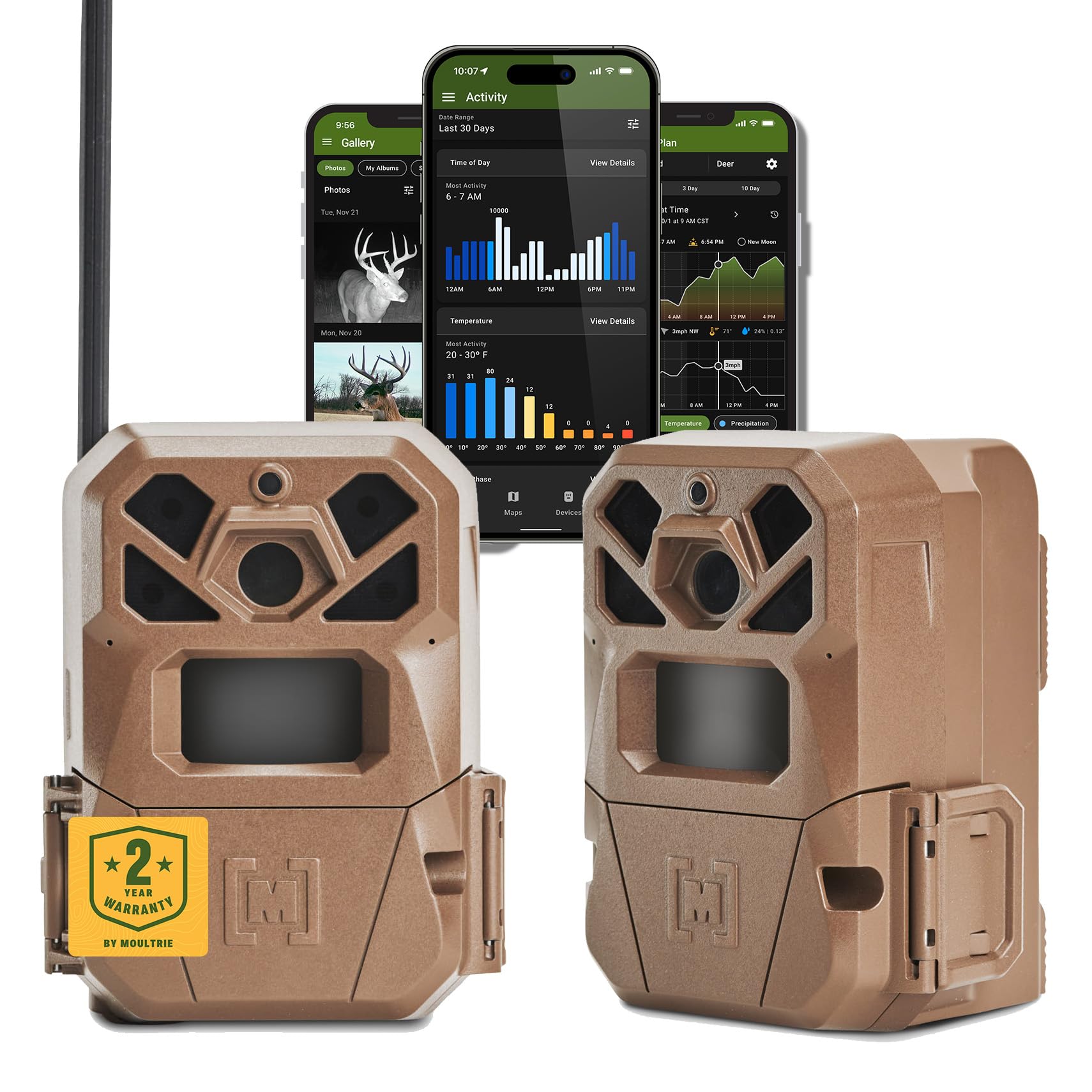 Moultrie 2 Edge Cellular Trail Camera - Auto Connect Nationwide 4G LTE - On Demand 36MP Photo - 1080P Video with HD Audio - 100 Ft Detection Range - Low Glow Flash