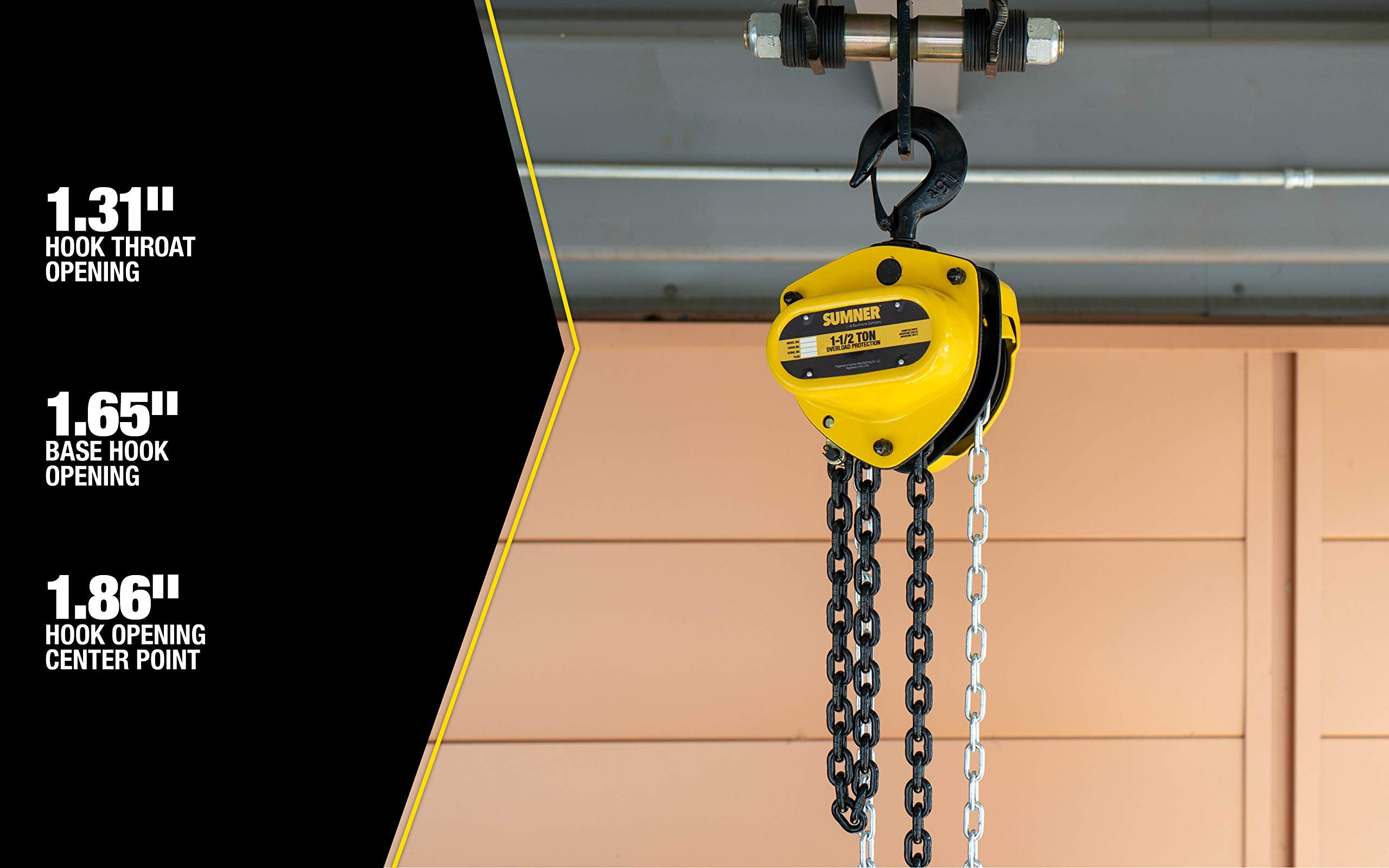 SUMNER Southwire 1-1/2 Ton Chain Hoist with 20 ft. Chain Fall and Overload Protection