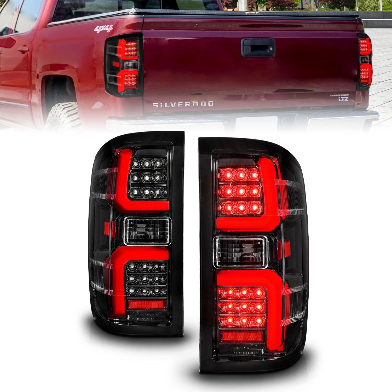 15-19 Chevrolet Silverado 2500 HD/3500 HD ANZO LED Taillight w/Sequential Black Housing/Clear Lens