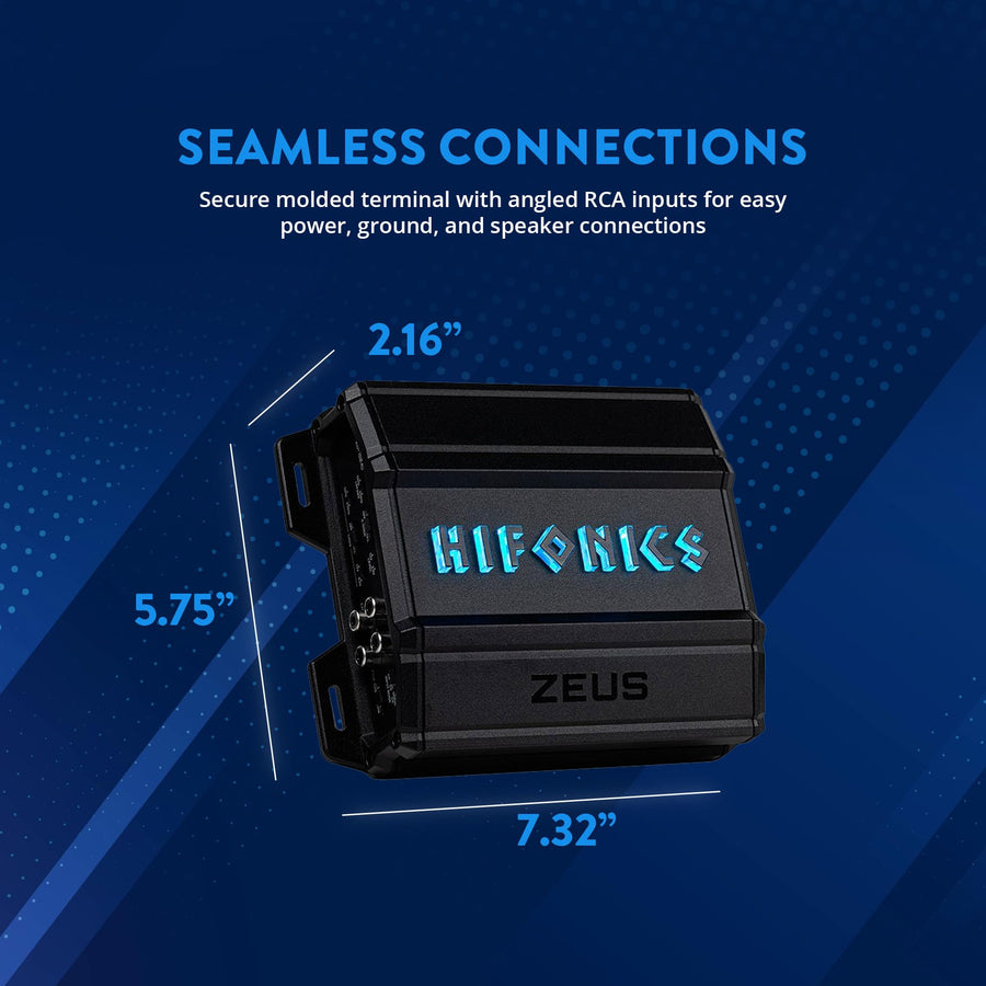 Hifonics Delta Zeus 750 Watt Compact 4 Channel Nickel Plated Mobile Car Audio Amplifier with Auto Turn On Feature, ZD-750.4D, Black
