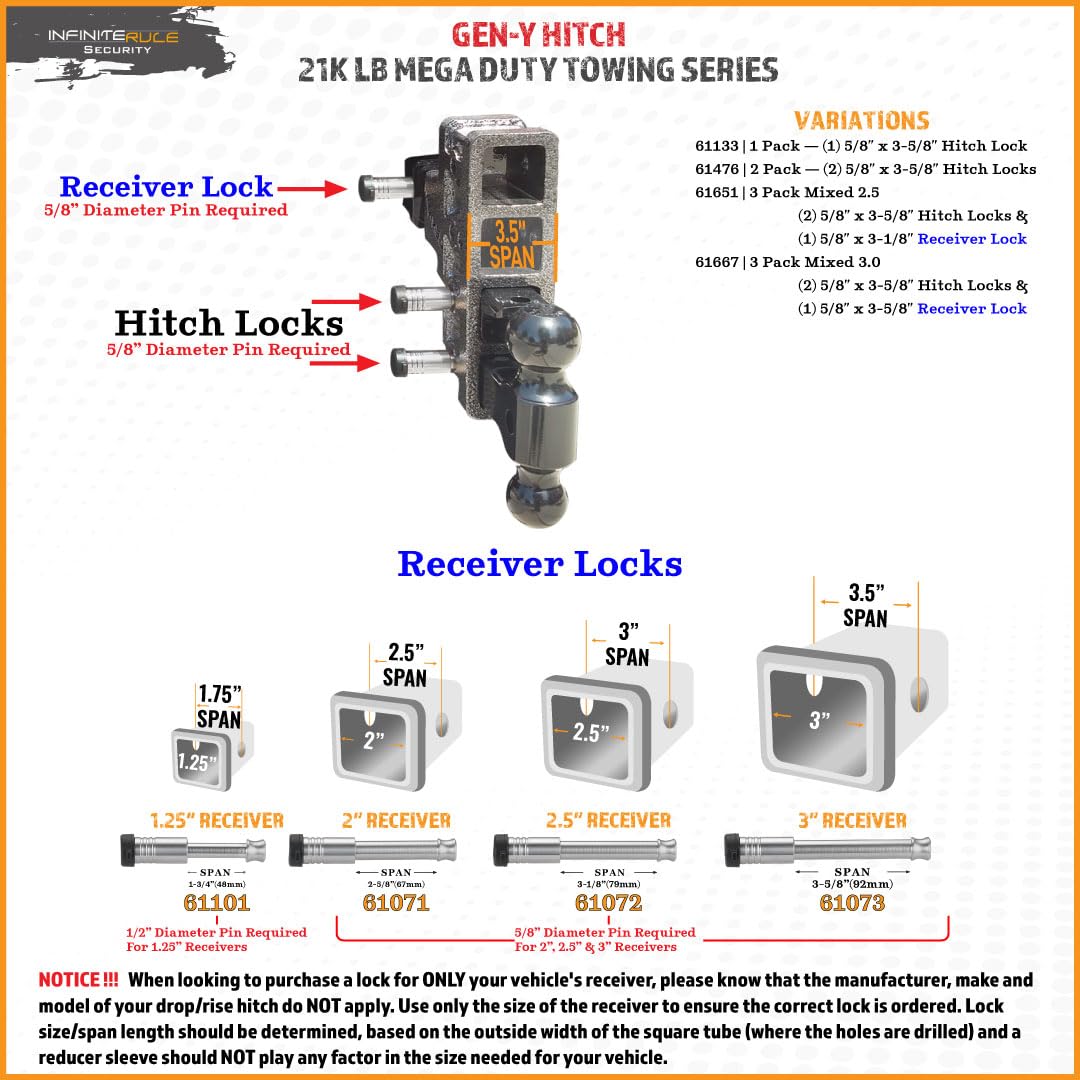 Hitch Lock for Gen-Y 21K LB Mega Duty Series - Fits Adjustable Ball Mount Only - Does NOT FIT Vehicle Receiver