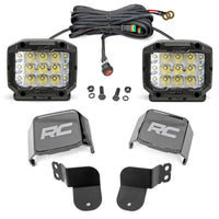 Dual Rough Country 3" LED Lower Windshield Light Kit Wide Angle for Polaris General/General XP - 13,500 Lumens, 150W OSRAM LEDs, Spot-Focus Beam, Bolt-On Cubes