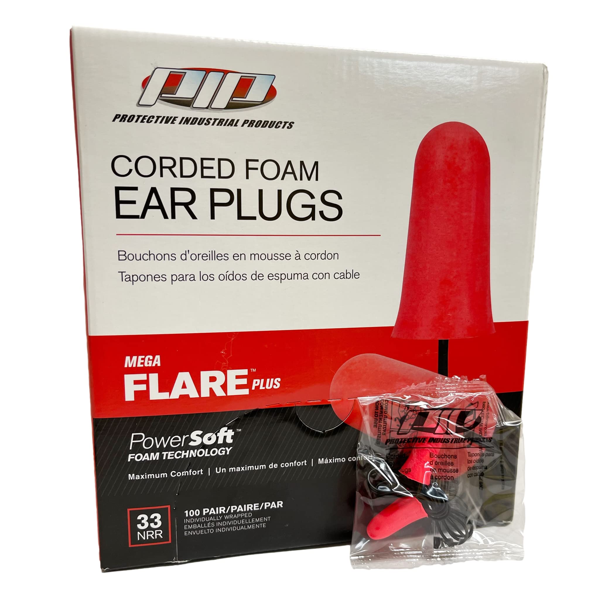 Plus Mega Flare‚Ѣ Earplugs - Oversize-small, Red - (Dispenser Box/100 Pair)