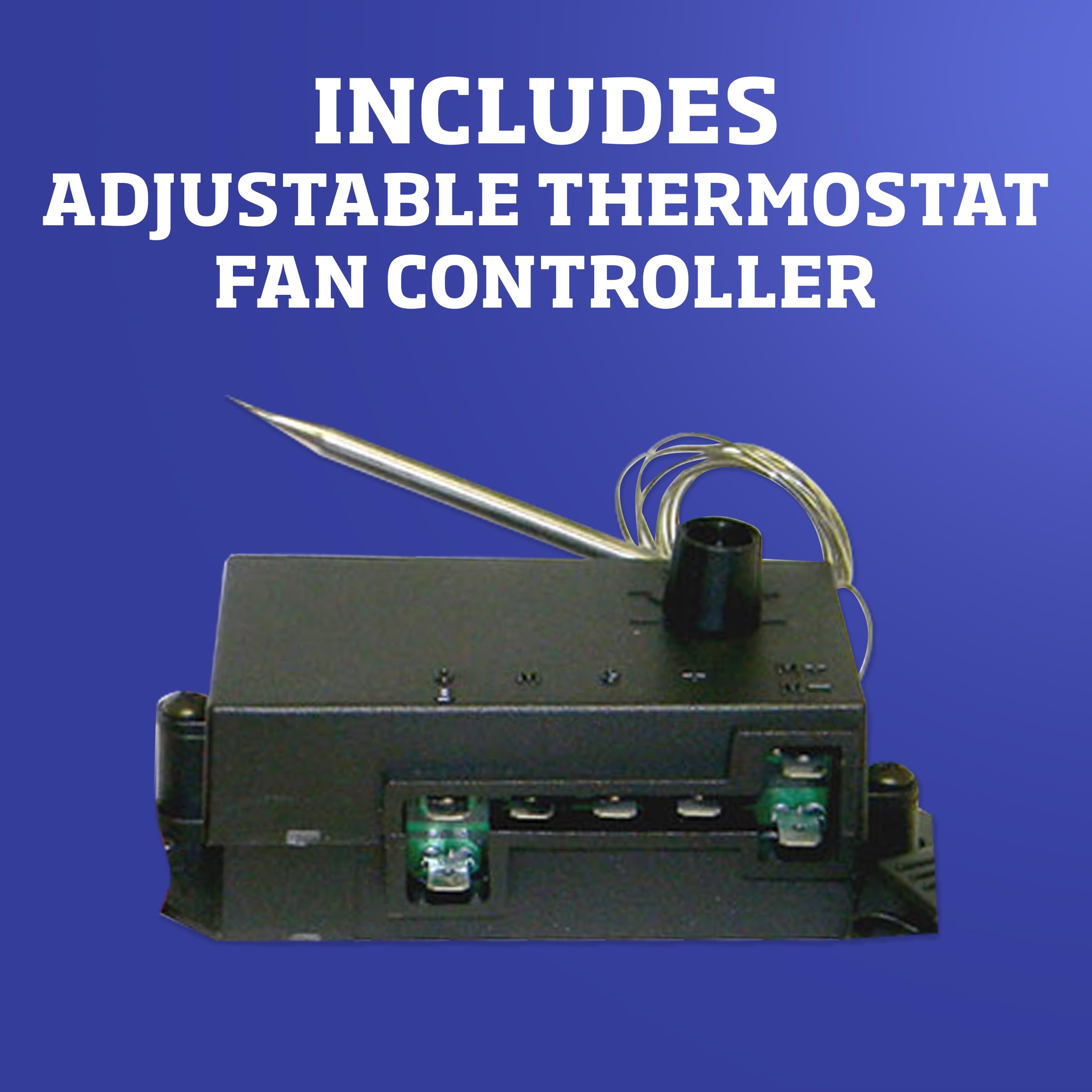 Dual S-Blade Flex-A-Lite Lo-Profile Electric Fan With Adjustable Thermostat Controller, Pusher-Puller / Reversible Fan (412), Car Accessories, 12-1/8 Inches