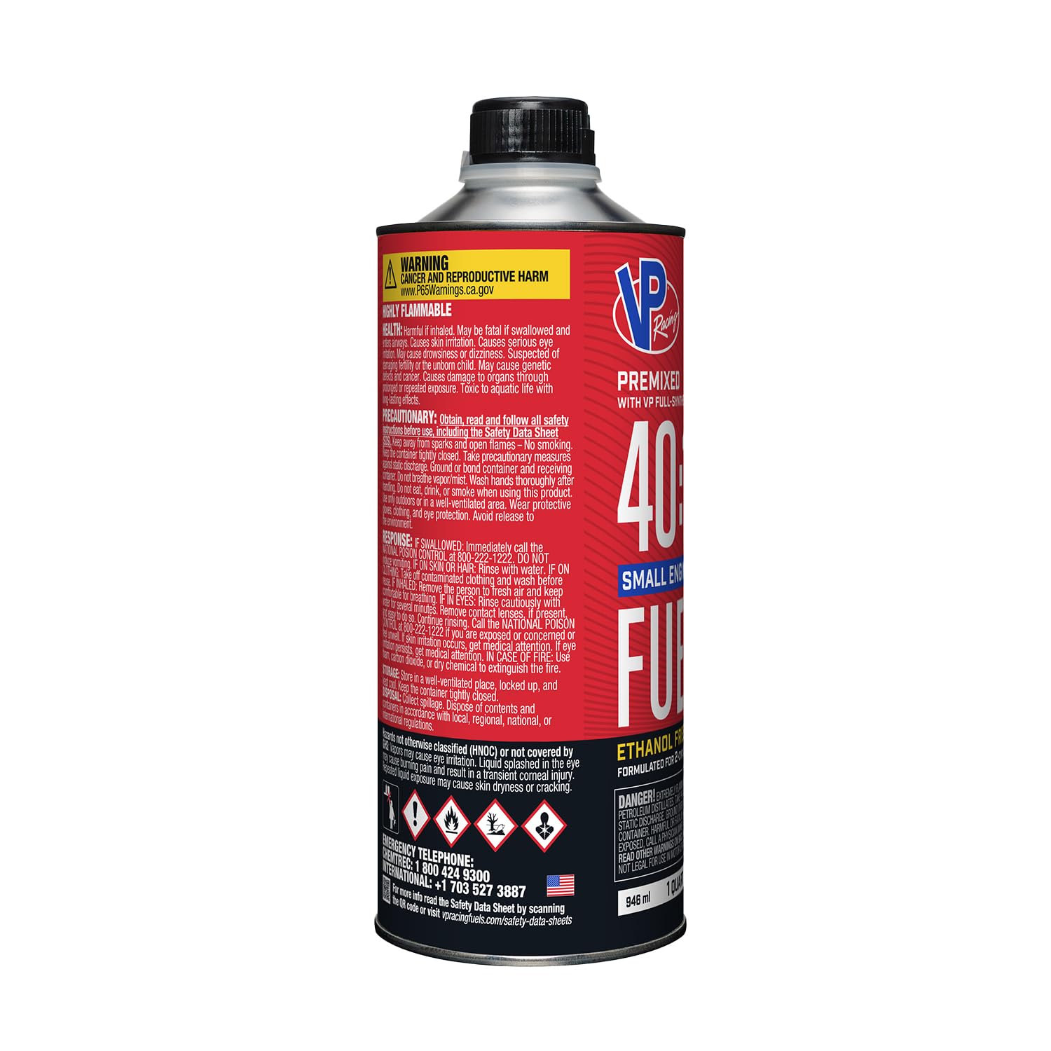 Ready to Use VP Racing Fuels 6295, 40:1 Premixed 2-Cycle Small Engine Fuel (SEF) - Quart