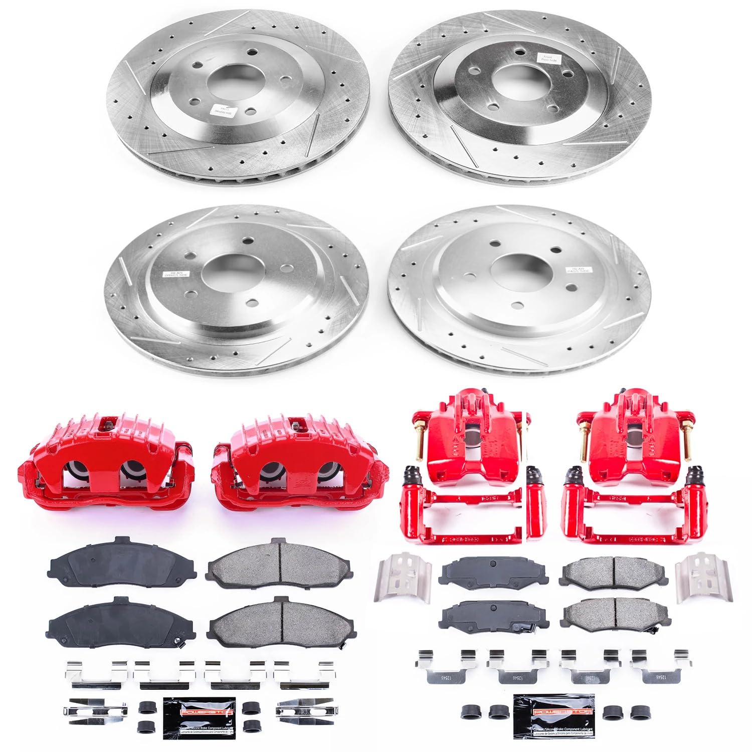 Power Stop Z23 Evolution Sport Front & Rear Brake Caliper Kit- Brake Pads, Brake Rotors and Brake Calipers For Chevrolet Corvette 1997-2004 [Model Specific]