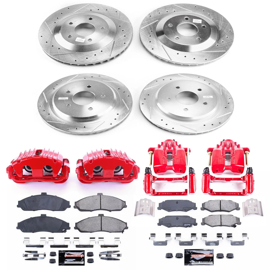 Power Stop Z23 Evolution Sport Front & Rear Brake Caliper Kit- Brake Pads, Brake Rotors and Brake Calipers For Chevrolet Corvette 1997-2004 [Model Specific]
