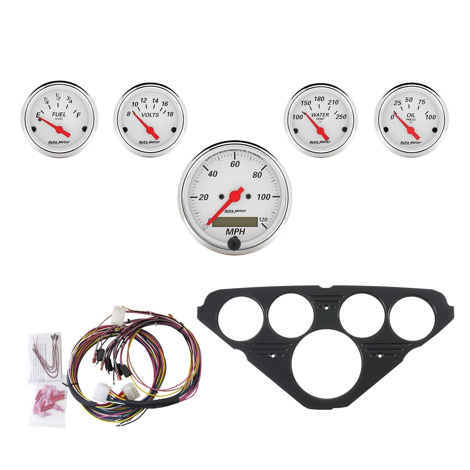 Gauge Kit AutoMeter 7049-AW, 5 Pc, Chevy Truck 55-59, Mph/Fuel/Oilp/Wtmp/Bat, Aw