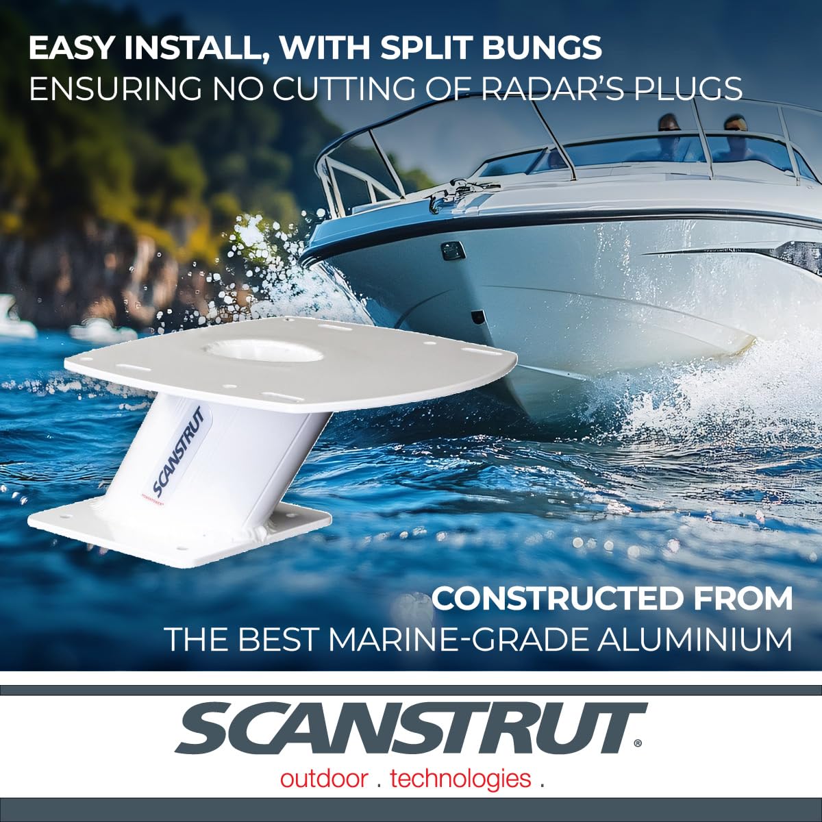 Forward-Leaning Scanstrut APT-F-150-01 Aluminum Power Tower for 2kW/4kW Raymarine, Garmin, Navico BR24/3G/4G Radomes - 150mm