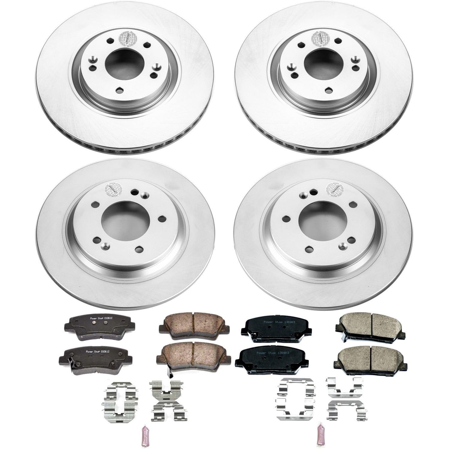 Power Stop CRK7824 Brake Rotor Coated and Ceramic Brake Pads- Front & Rear For Kia Optima 2013-2015 [Model Specific]