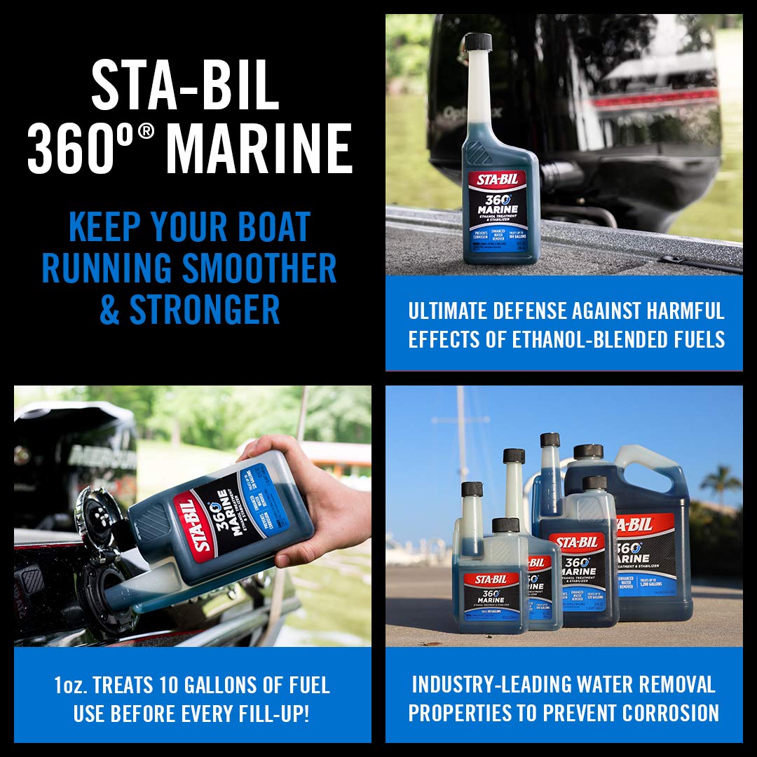 STA-BIL 360 Ethanol Treatment Marine and Fuel Stabilizer - Prevents Corrosion - Helps Clean Fuel System For Improved In-Season Performance - Treats Up To 80 Gallons, 8 fl. oz. (22260)