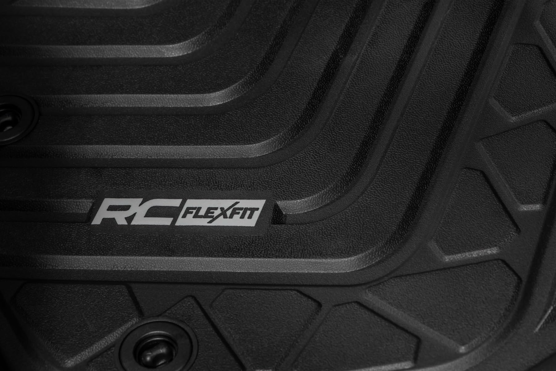 Flex-Fit Rough Country Front Floor Mats for Toyota Tacoma (2016-2023) Double Cab - Custom All-Weather Non-Slip TPE Liners w/Spill Saver Lip
