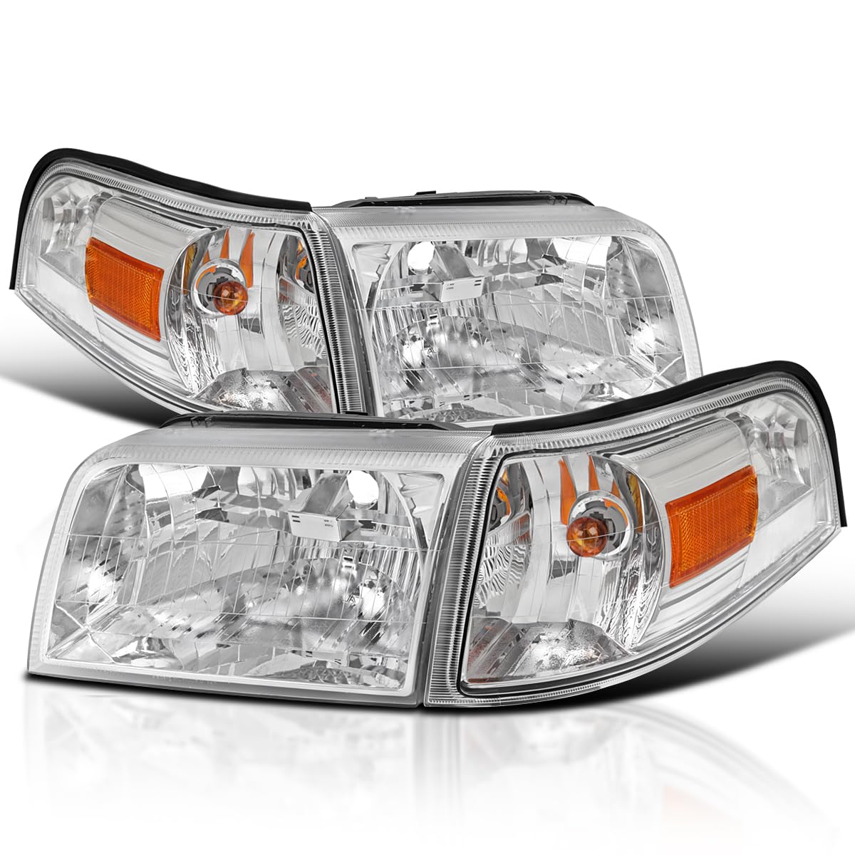 Chrome Headlights + Corner Lights SPEC-D TUNING Compatible with 2006-2011 Mercury Grand Marquis
