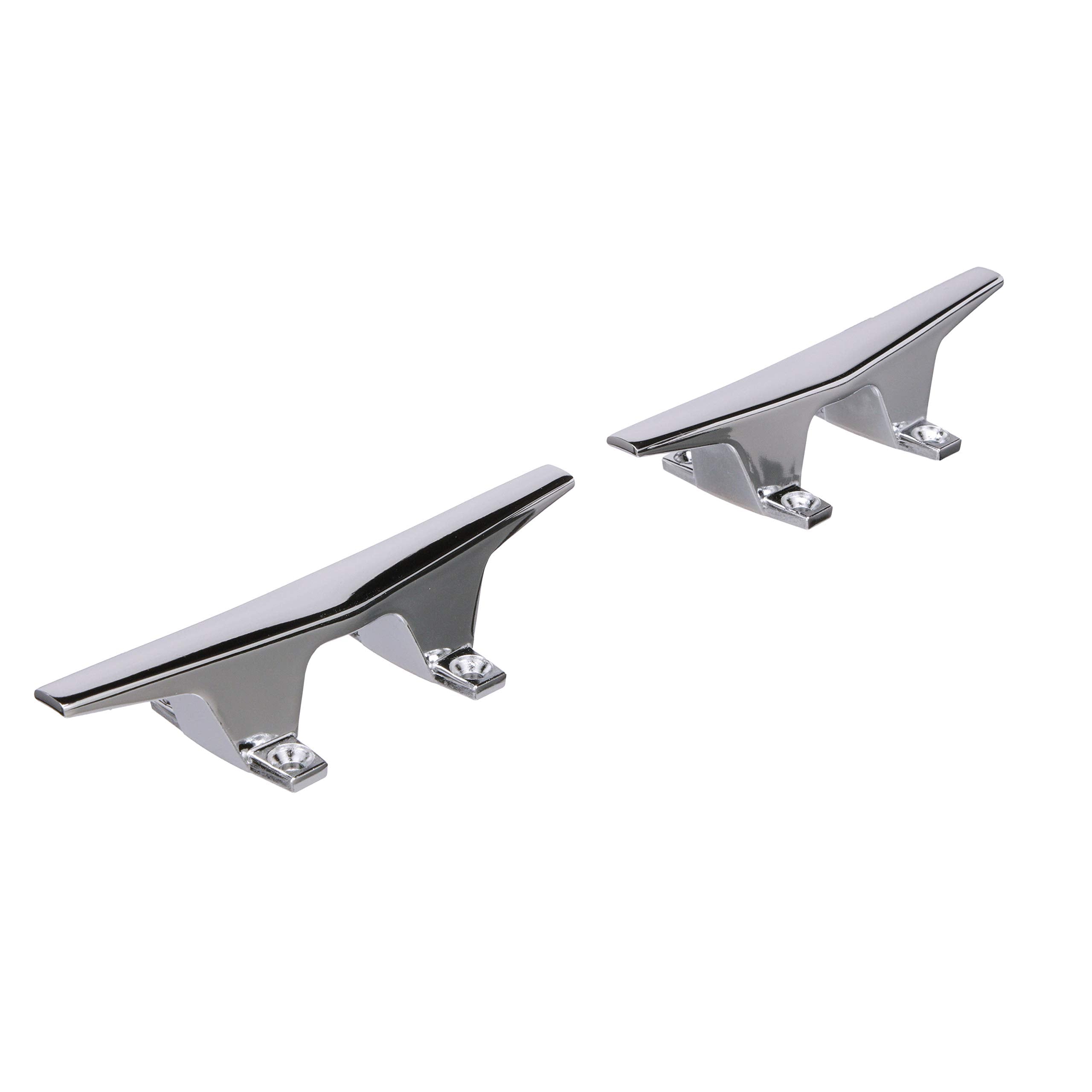 6245-6 Attwood Chrome-Plated Zinc Cleats, 6 Inches Long, 2 3/32 inches Wide, Install with 4 Included #10 Fasteners
