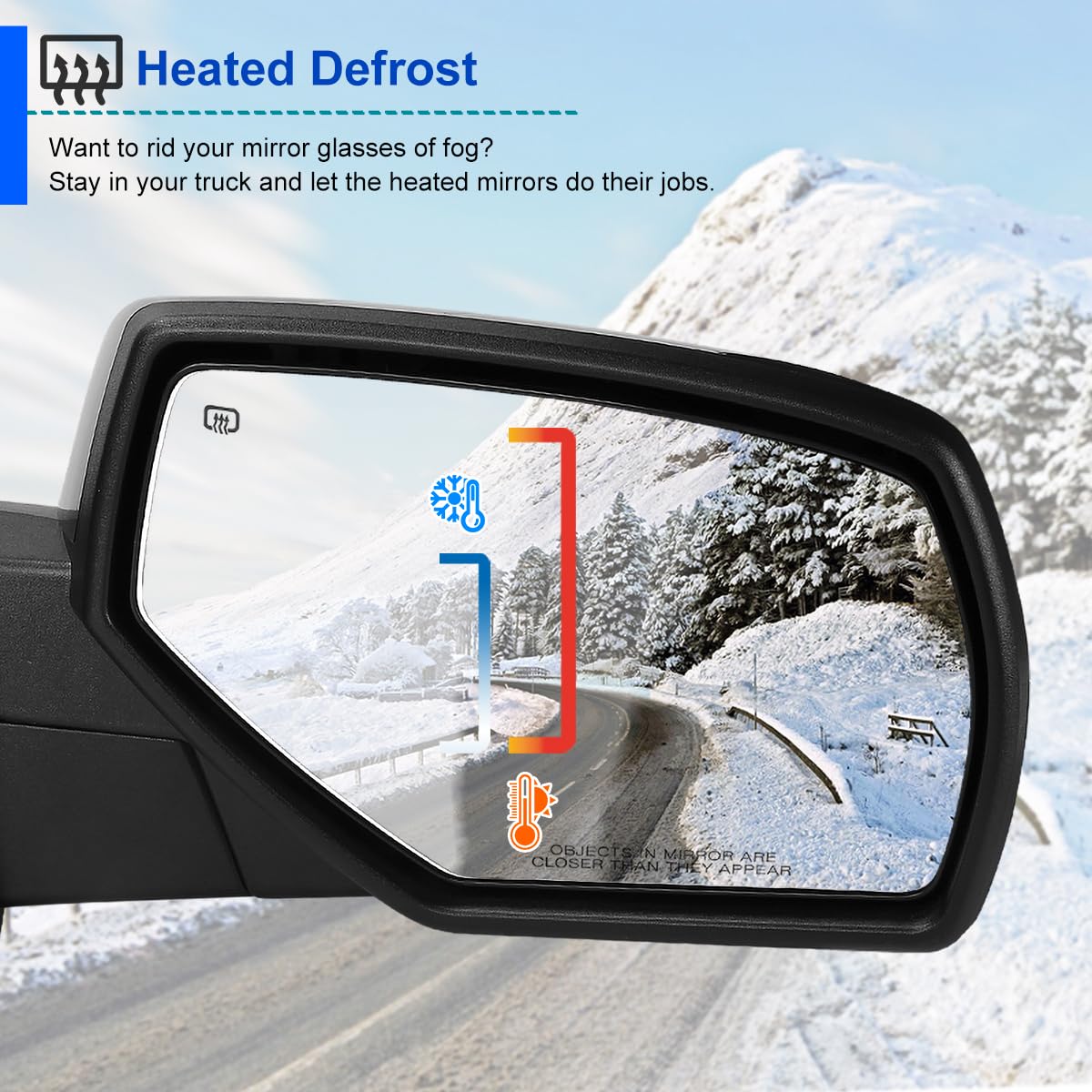 Spec-D Tuning Power Heated Right Passenger Side Mirror w/Driving + Puddle Light Compatible with 2014-2018 Chevy Silverado, GMC Sierra