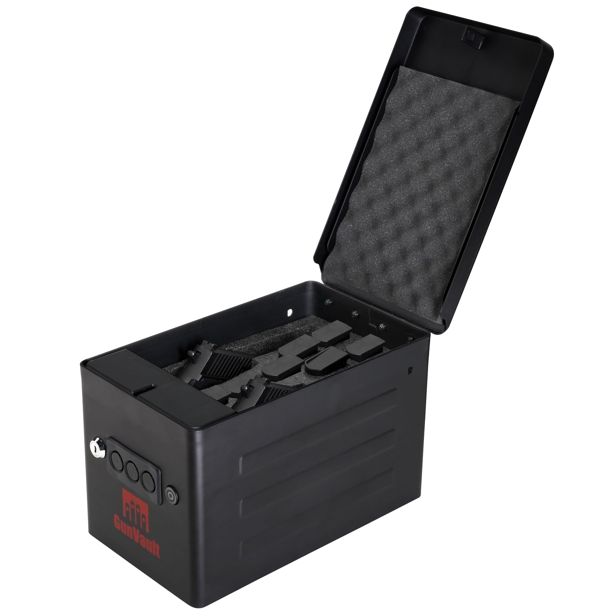 Range Vault GunVault Portable Pistol Safe with Electronic Lock, Solid Steel Construction, Foam Interior, Security Cable & TSA/CA DOJ Approval – Holds 2 Handguns & 7 Magazines