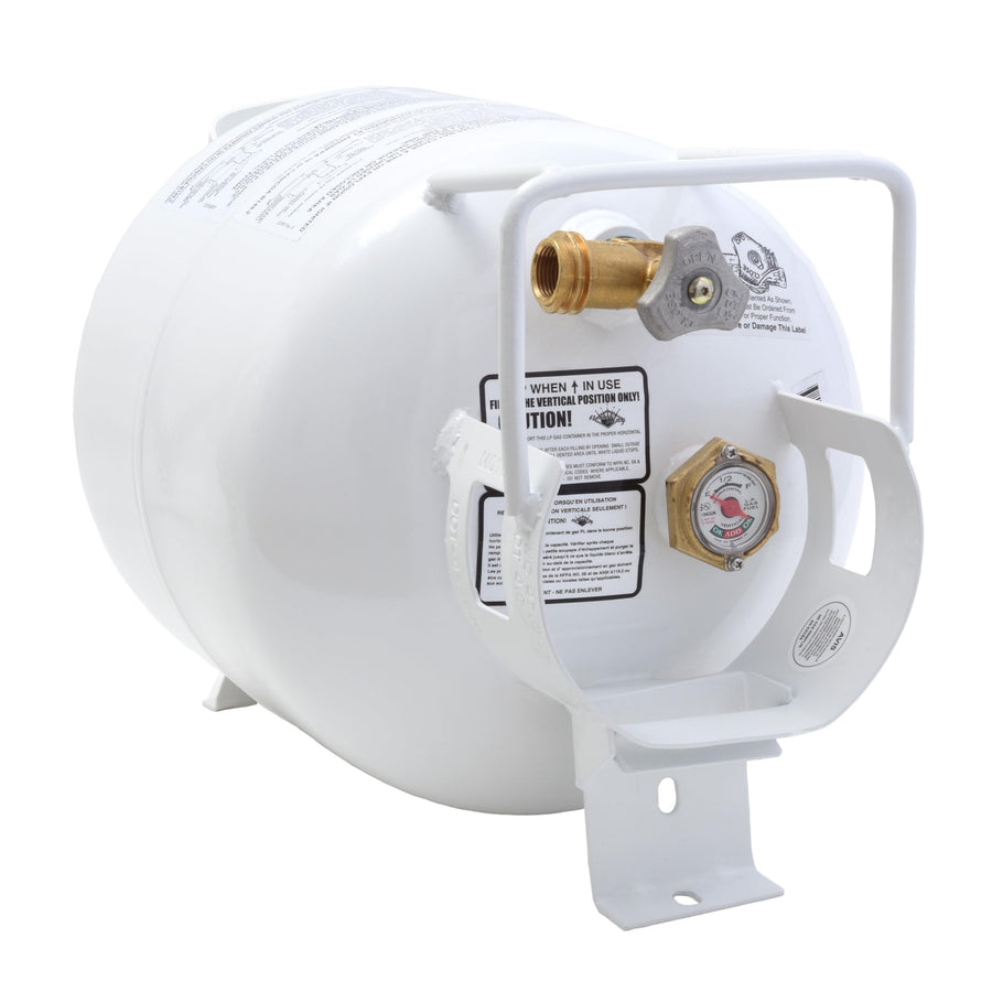 Flame King 20-LB Steel Horizontal Propane Tank Cylinder for Fire Pits and Tables, Patio Heaters, Barbeques, RVs, and Truck Campers, White