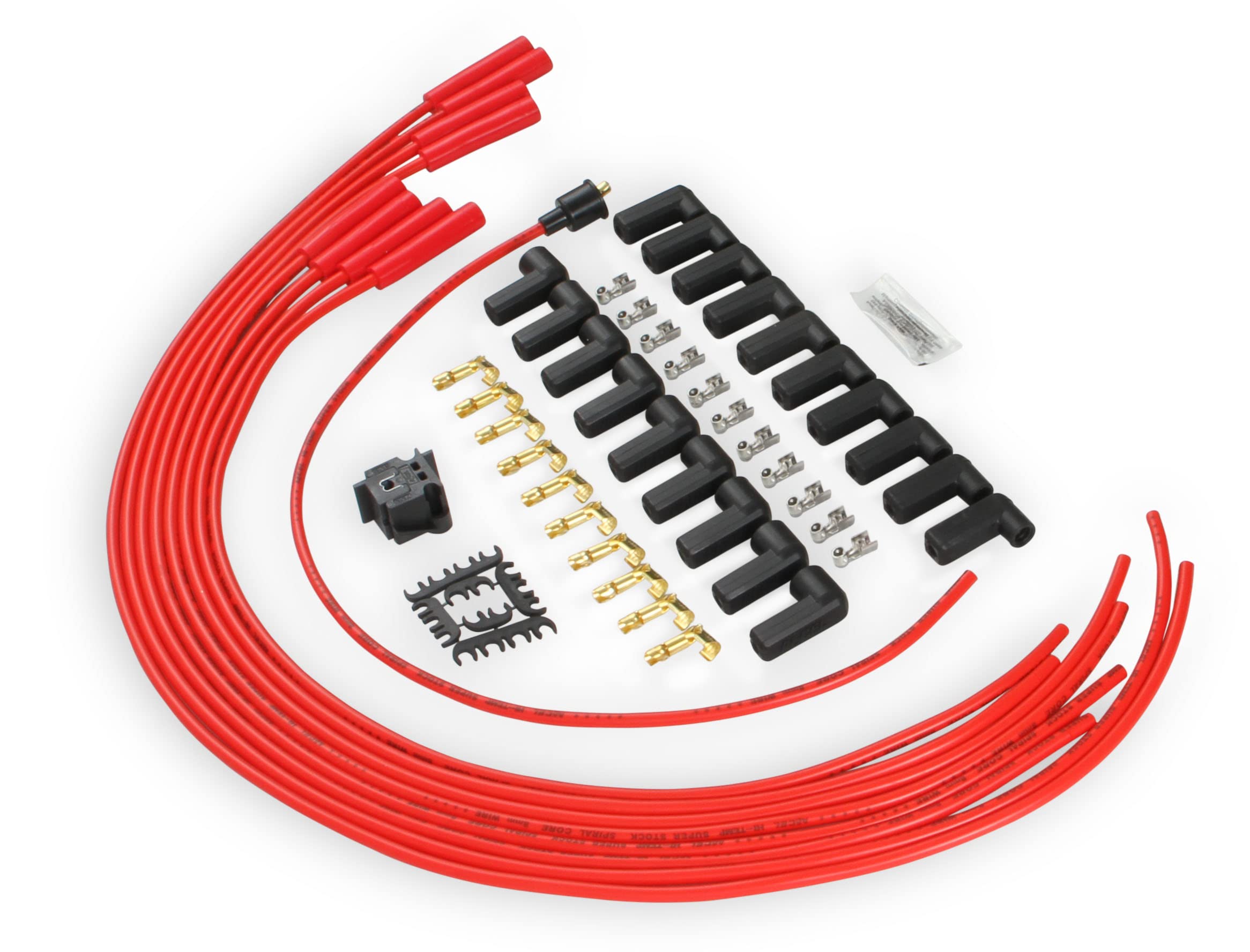 Super Stock ACCEL 5040R Spark Plug Wire Set - 8mm - Universal - Red Wire with Red Straight Boots