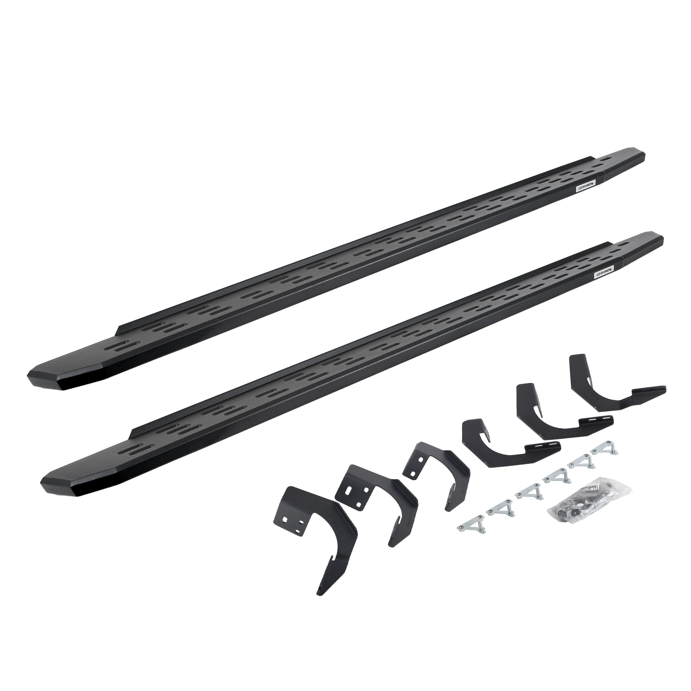 Go Rhino Running Boards & Brackets RB30 | Galvanized Steel, Textured Black | 69620687PC | Fits 2015-2018 Ram 1500 Crew Cab Pickup; 2019-2023 Ram 1500 Classic Crew Cab Pickup