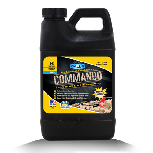 Commando Liquid Walex Black Holding Tank and Sensor Cleaner for RV, Camper & Marine - Rapid Breakdown of Waste & Toilet Paper, Cleans Entire Tank within 12-24 Hours, Restores Sensor Function, 32oz