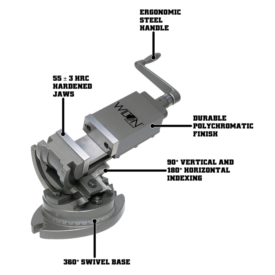 3-Axis Wilton Precision Tilting Vise, 6" Jaw Width, 6" Opening, 1-3/4" Jaw Depth (Model TLT/SP-150)