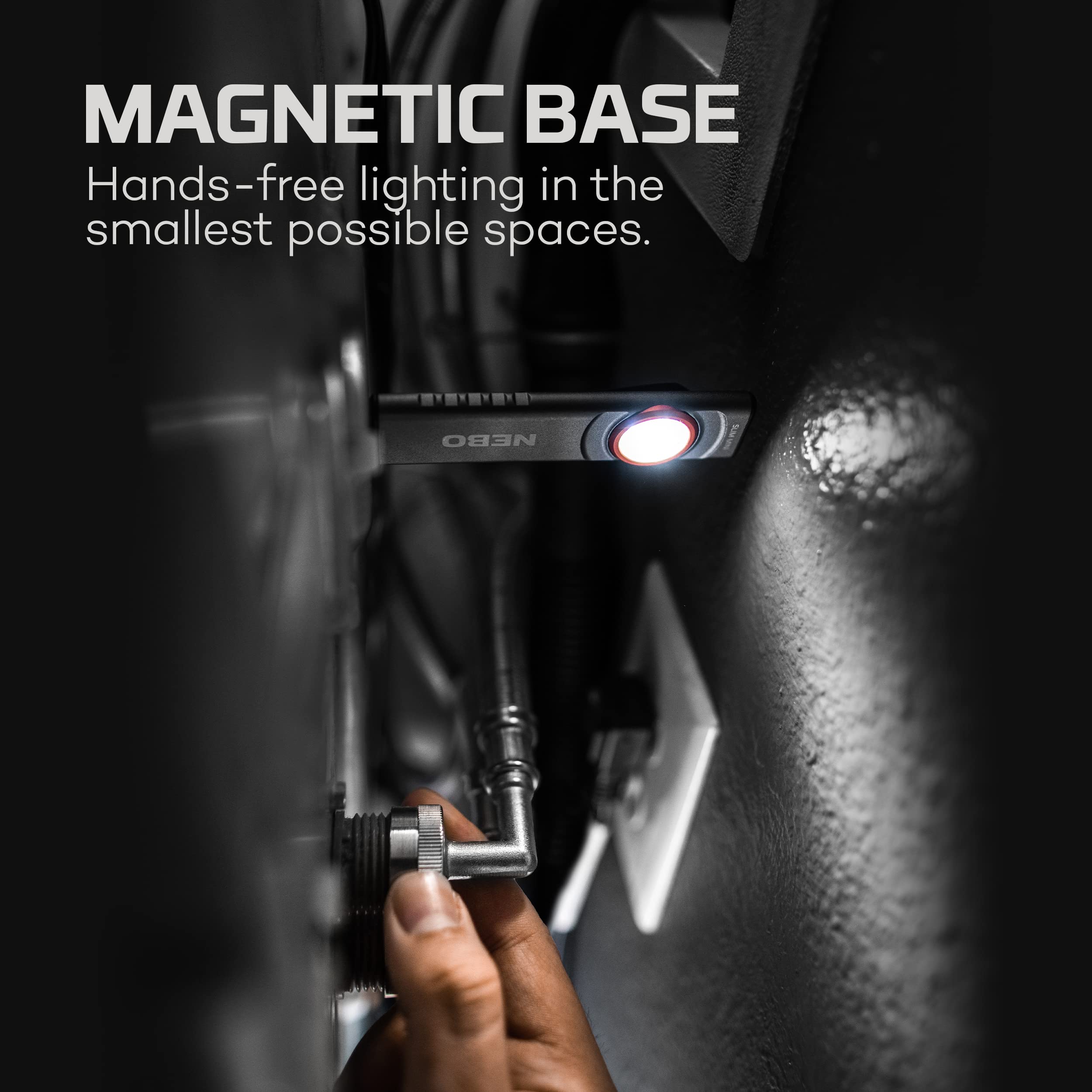 NEBO Mini SLIM Rechargeable Pocket Light | 250 Lumens, 2 Light Modes, Small Flashlight for EDC & Emergencies, Magnetic Base, Lightweight, Water Resistant & Durable, Includes Charging Cable