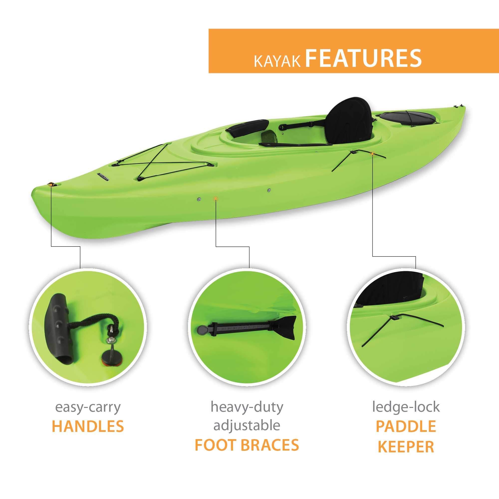 Guster Emotion Sit-Inside Kayak, Lime Green, 10'