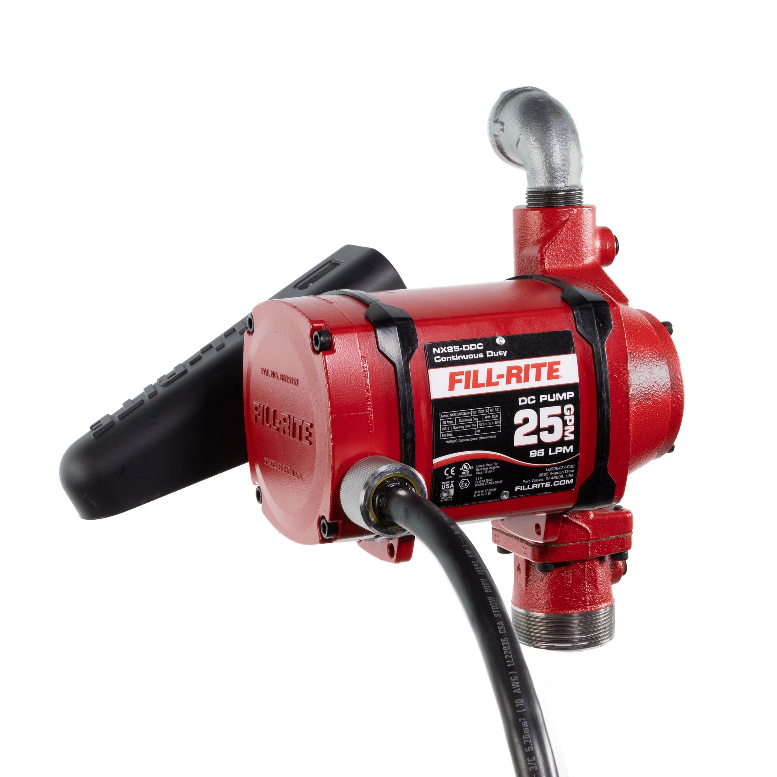 25 GPM Fuel Transfer Pump Fill-Rite 12/24V DC - Energy-Efficient Pump for non stop Operation - Pump Only - NX25-DDCNB-PX