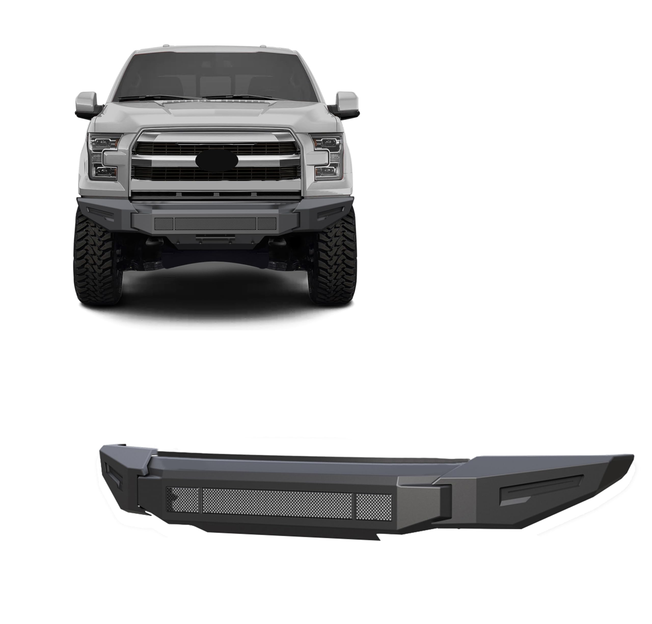 Armour II Black Horse Heavy Duty Modular Front Bumper Modular Matte Black Compatible with 2015-2017 Ford F-150-AFB-F116-BU