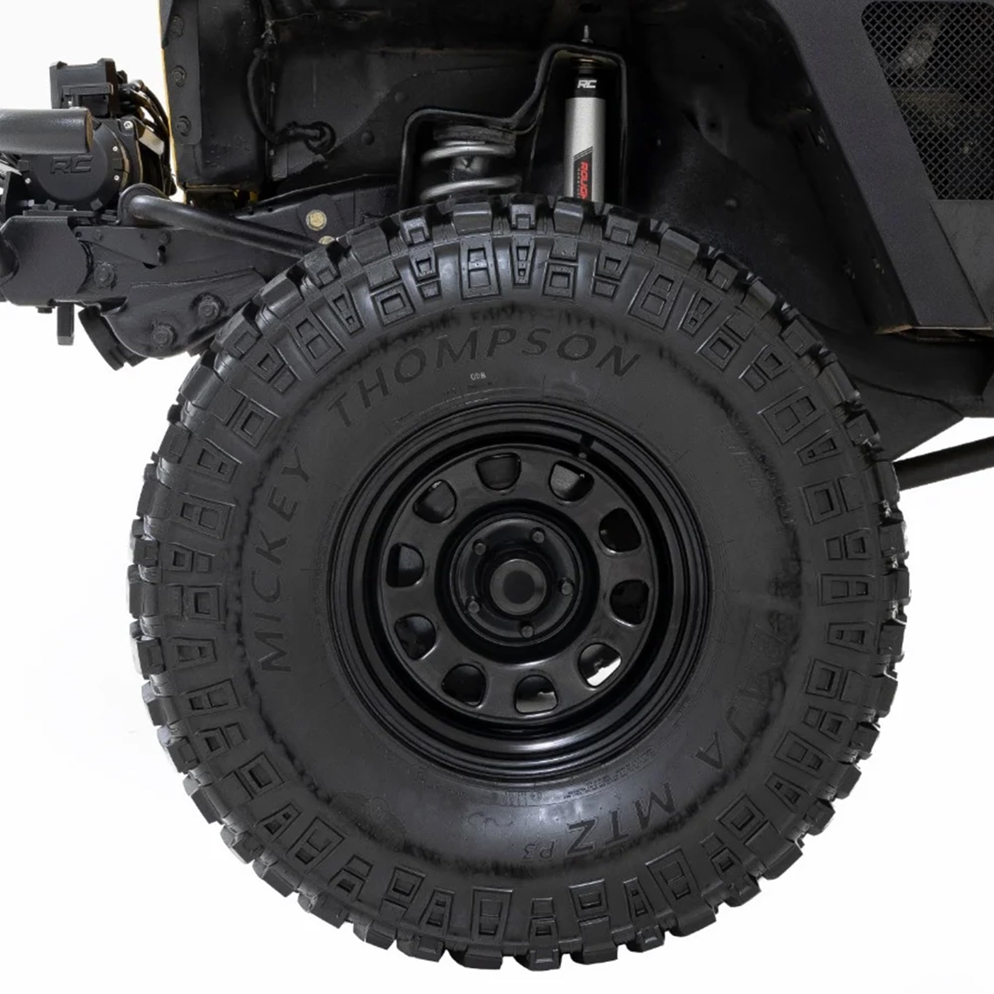 Black Steel Rough Country Wheel 15x8, 5x5 Bolt Pattern, 19mm Offset, 3.30" Bore - Gloss Black Off-Road Truck Wheel