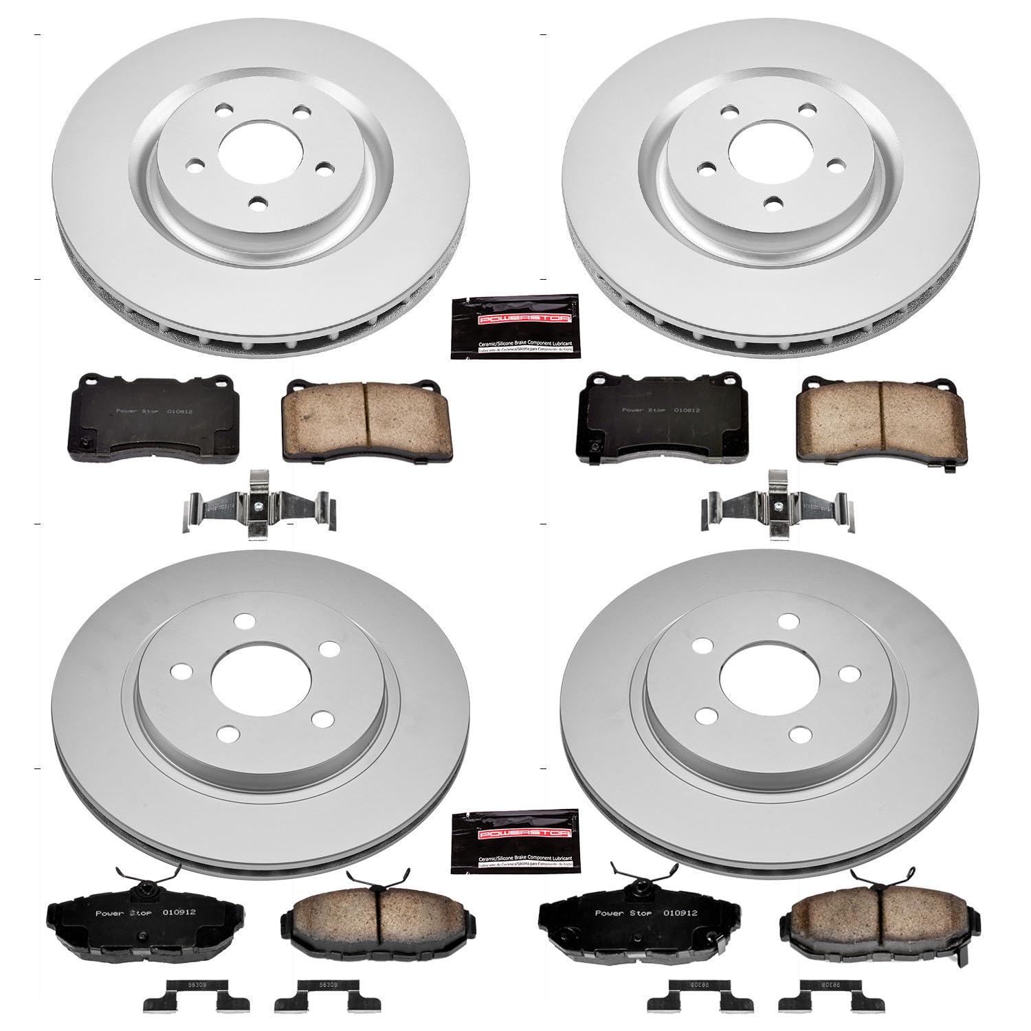 Power Stop CRK4148 Brake Rotor & Coated Ceramic Brake Pads- front & rear For Ford Mustang 2011-2014 [Model Specific]
