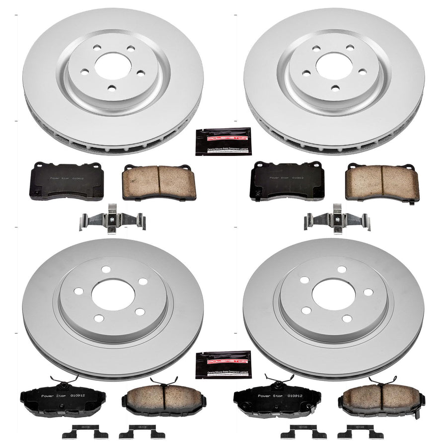 Power Stop CRK4148 Brake Rotor & Coated Ceramic Brake Pads- front & rear For Ford Mustang 2011-2014 [Model Specific]