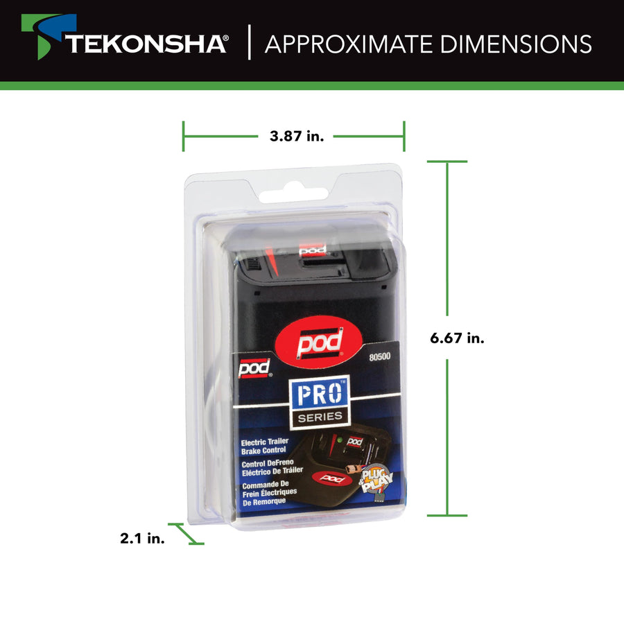 POD Trailer Time-Delay Electric Brake Controller Pro Series 80500 for Trailers with 1-2 Axles, Compatible with Ford, GM, Chevy, Dodge, RAM, Toyota, Jeep, and More with 2 and 4 Brakes