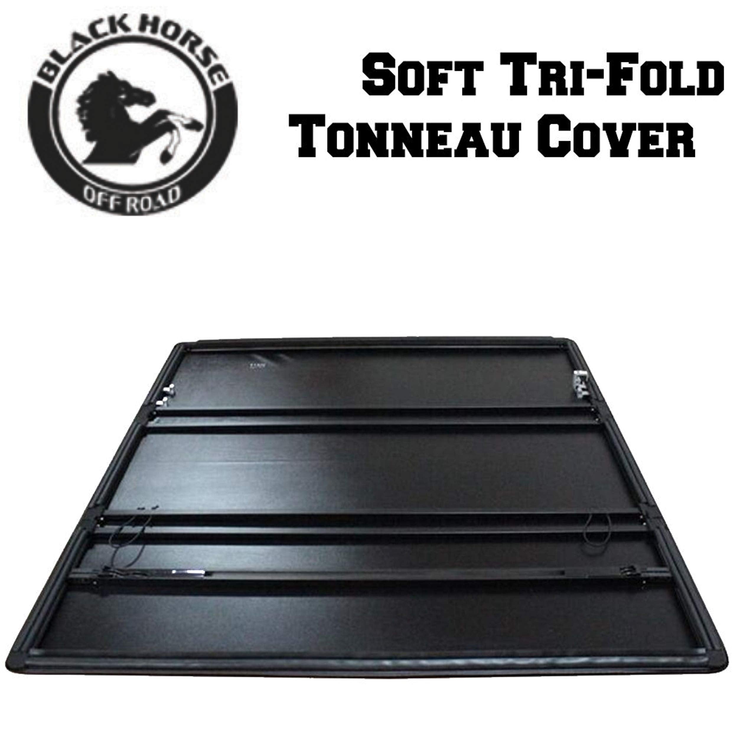 Premier Black Horse Soft Trifold Truck Bed Tonneau Cover Compatible with 2015-2024 Ford F-150 6.7ft Bed-PRS-FO13
