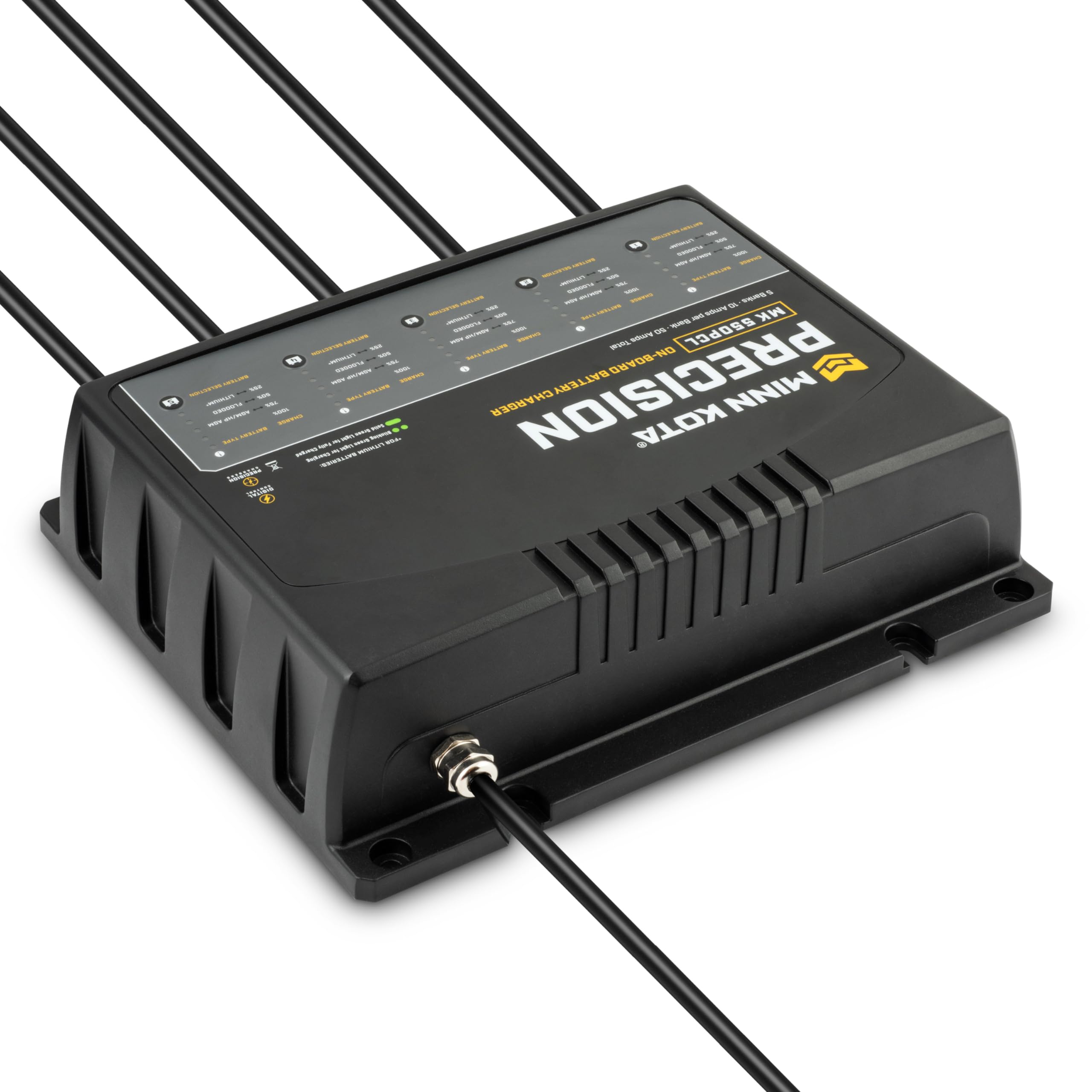 Minn Kota MK-550PCL Precision On-Board Marine Battery Charger – 5 Banks, 10 Amps Each