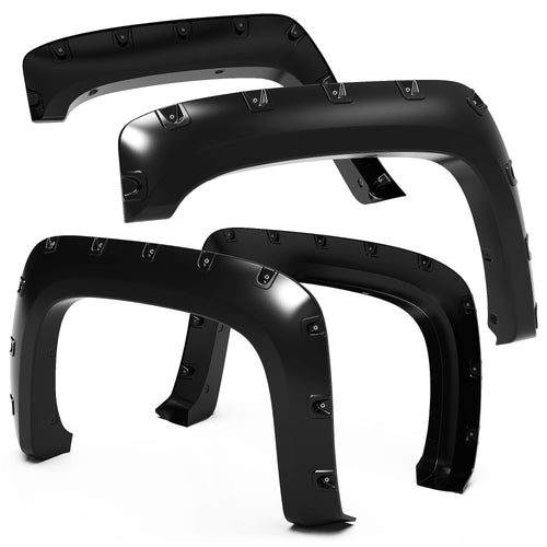 Tyger Auto Fender Flare Compatible with 2007-2013 Silverado 1500 Chevy; 2007-2014 2500 3500HD (Not Fit 07 Classic) 6.5' & 8' Bed, Smooth Textured Black Paintable Bolt-Riveted Style 4pc | TG-FF8C4068