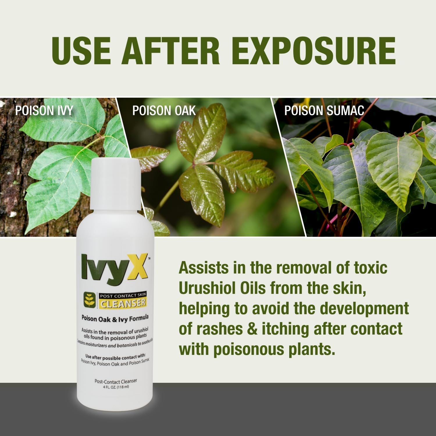 Ivy X CoreTex Post-Contact Poison Ivy Cleanser Lotion - 32oz Bottle of USA-Made Treatment Lotion to Remove Itchy Rashes - Also Works on Poison Oak & Sumac Oils