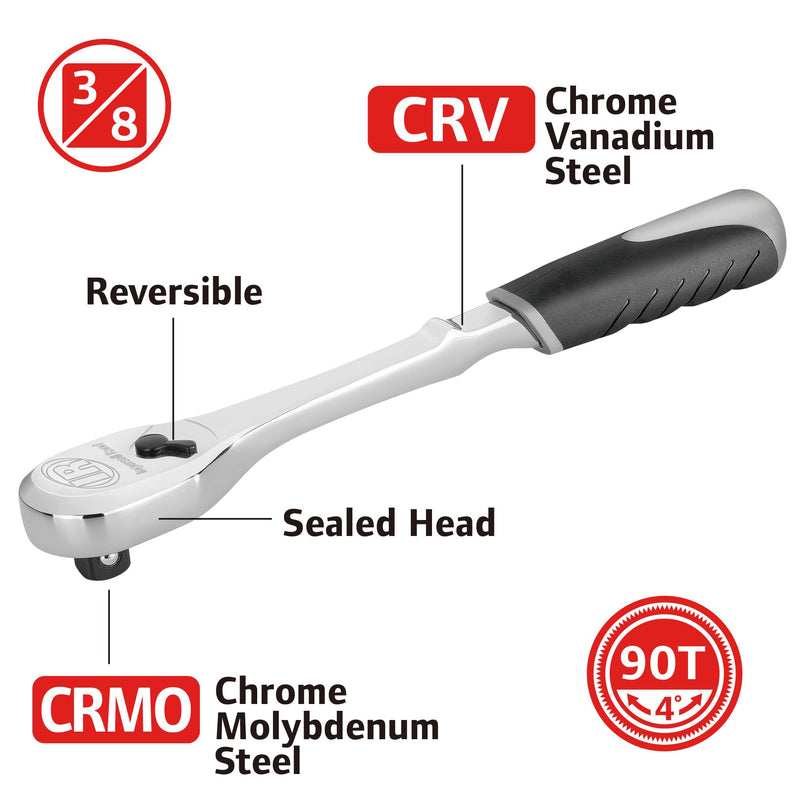 3/8 Inch Drive Ingersoll Rand 90 Teeth Ratchet With Double Injection Handle - 759992