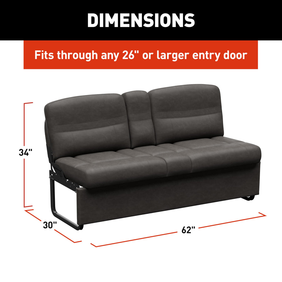 62" Thomas Payne Signature McCoy RV Jackknife Sleeper Sofa with Matching Kickboard, Easy Transition, High-Density Foam Cushioning, Fold-Down Center, Dual Cupholders - 2024044392