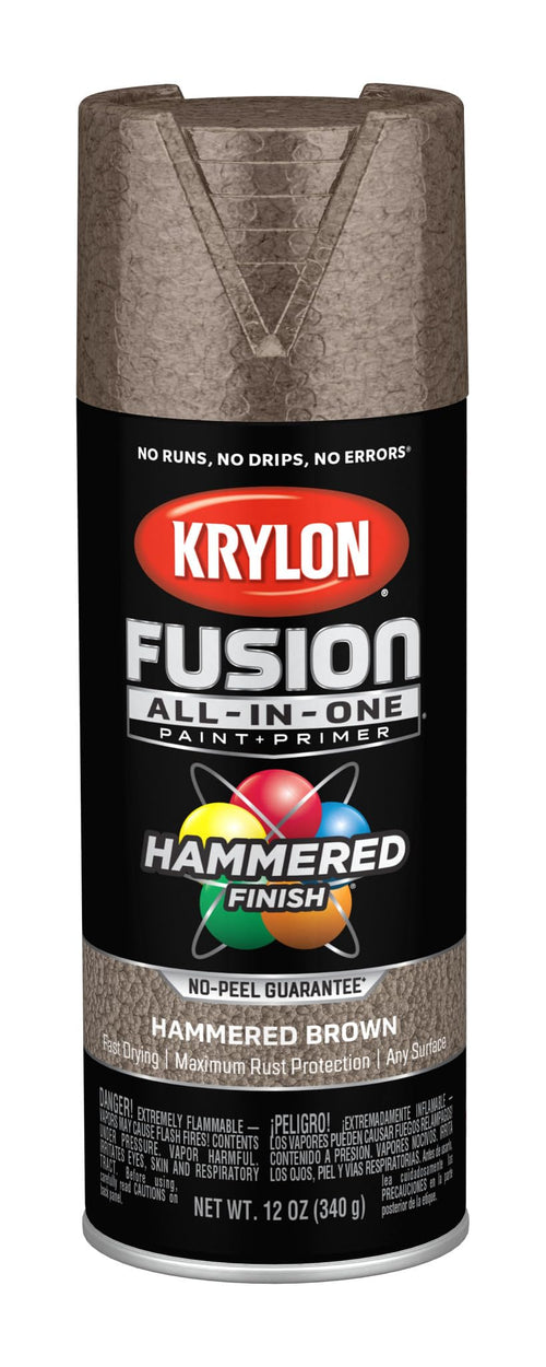 Krylon All-In-One Adhesive Hammered Finish Spray Paint for Indoor/Outdoor Use, 12 oz, Brown