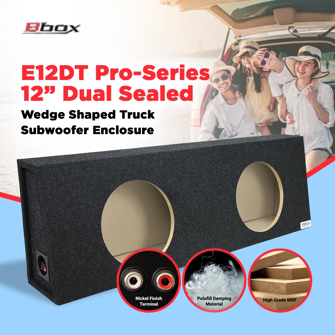 Dual Sealed Bbox 12 Inch Subwoofer Enclosure - Pro Series Dual Sealed Car Subwoofer Boxes & Enclosures - Premium Subwoofer Box Improves Audio Quality, Sound & Bass - Spring Terminals