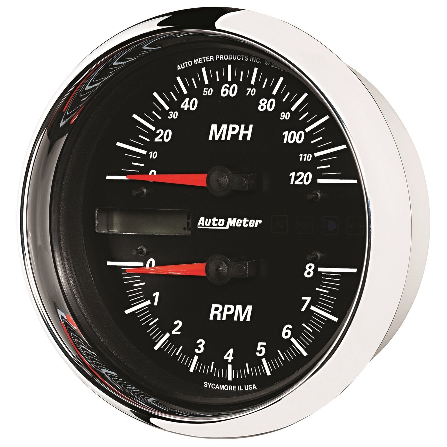 Tach/Speedo AutoMeter Gauge, 4 1/2", 8K Rpm/120 Mph, Black, Pro-Cycle (19466)