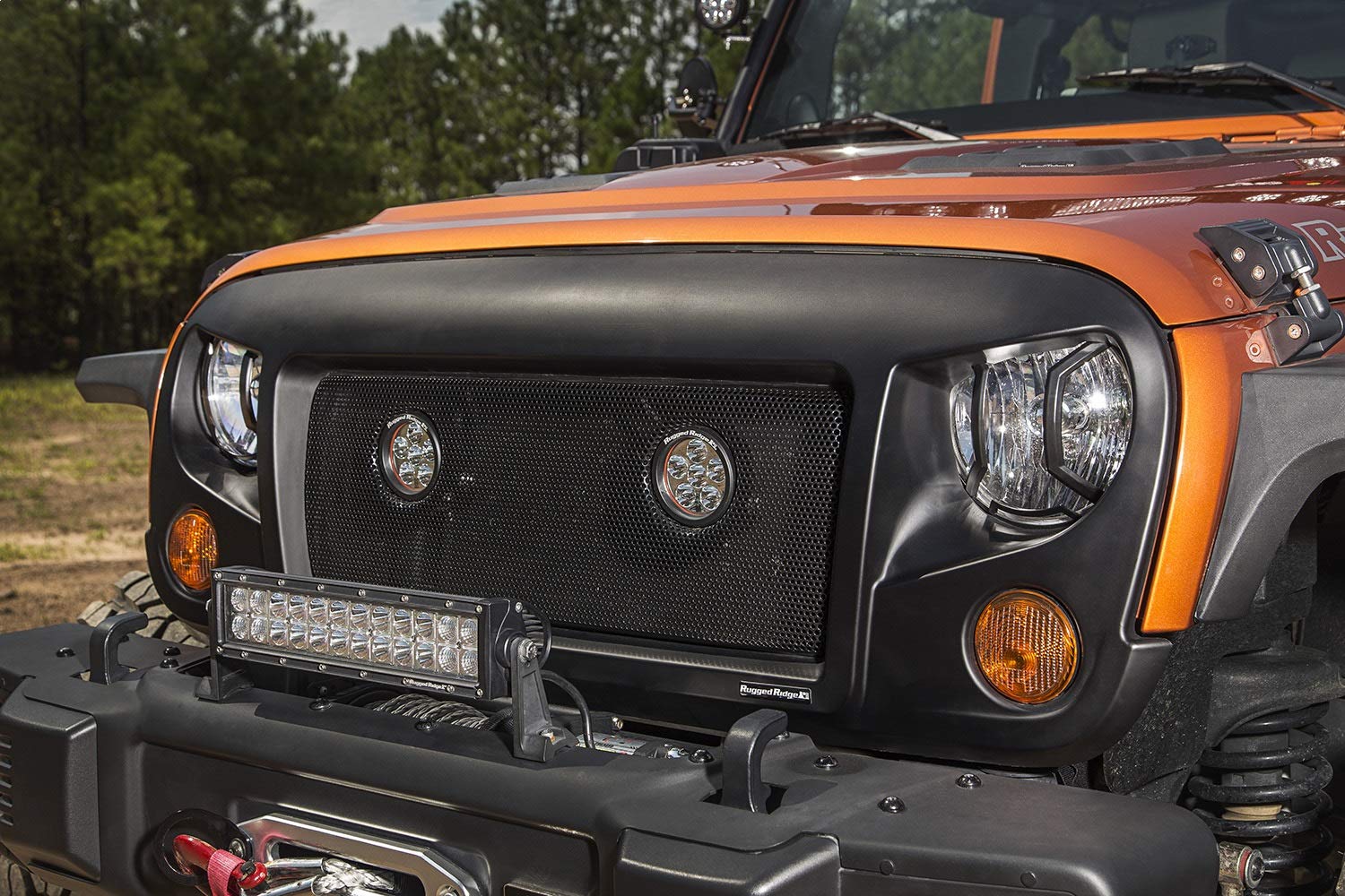 Elite Euro Guard Kit | Rugged Ridge, Headlight, Textured Black | 11230.12 | Fits 2007-2018 Jeep Wrangler JK/JKU