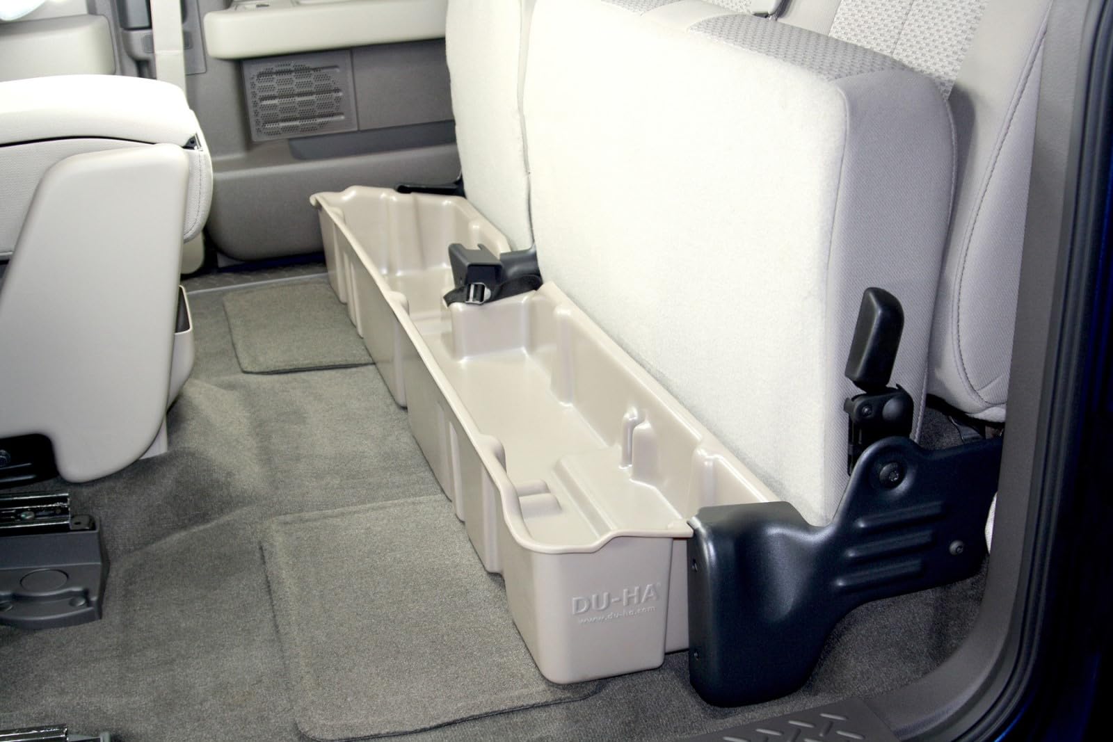 Under Seat Storage DuHa 20071 fits 2009-2014 F150 SuperCab without Factory Subwoofer | Black Heavy-Duty Back Seat Organizer | Durable Construction | Includes Dividers